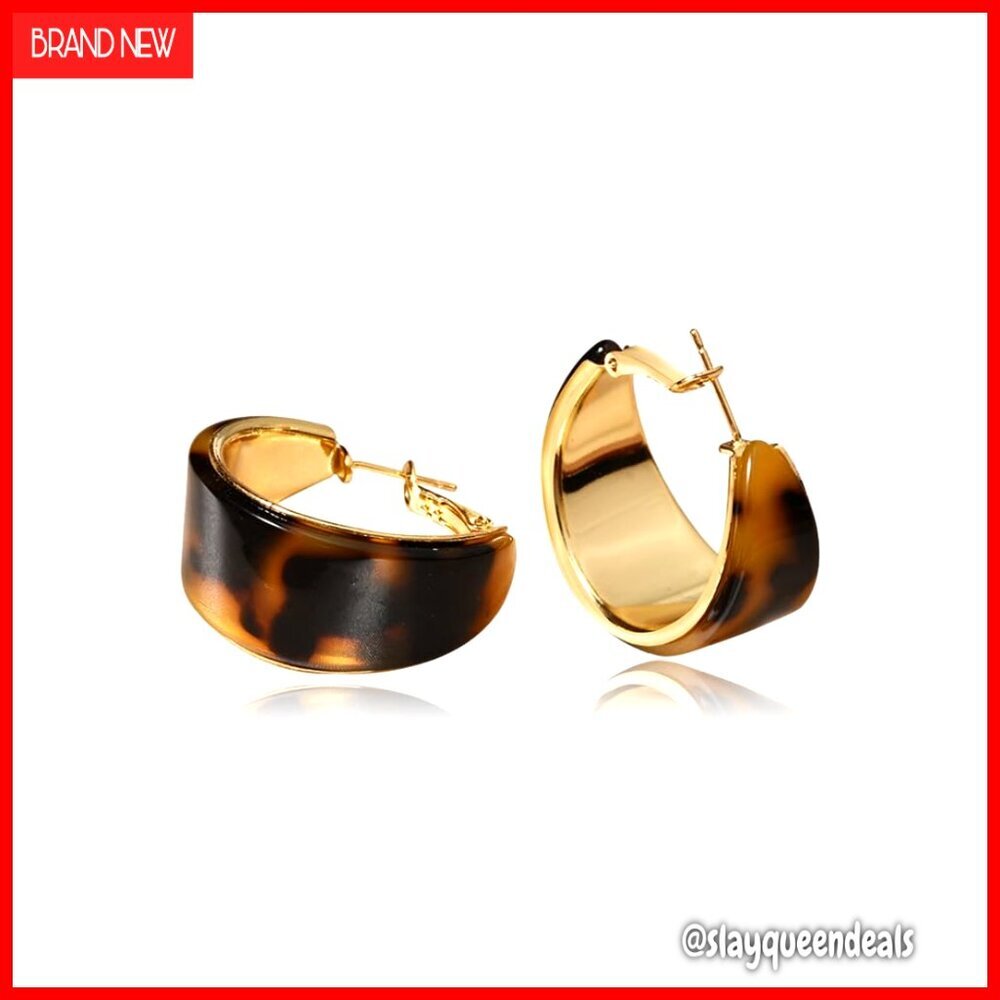 Chunky Oval Hoop Earrings, Acrylic Huggie Style, 17x33mm